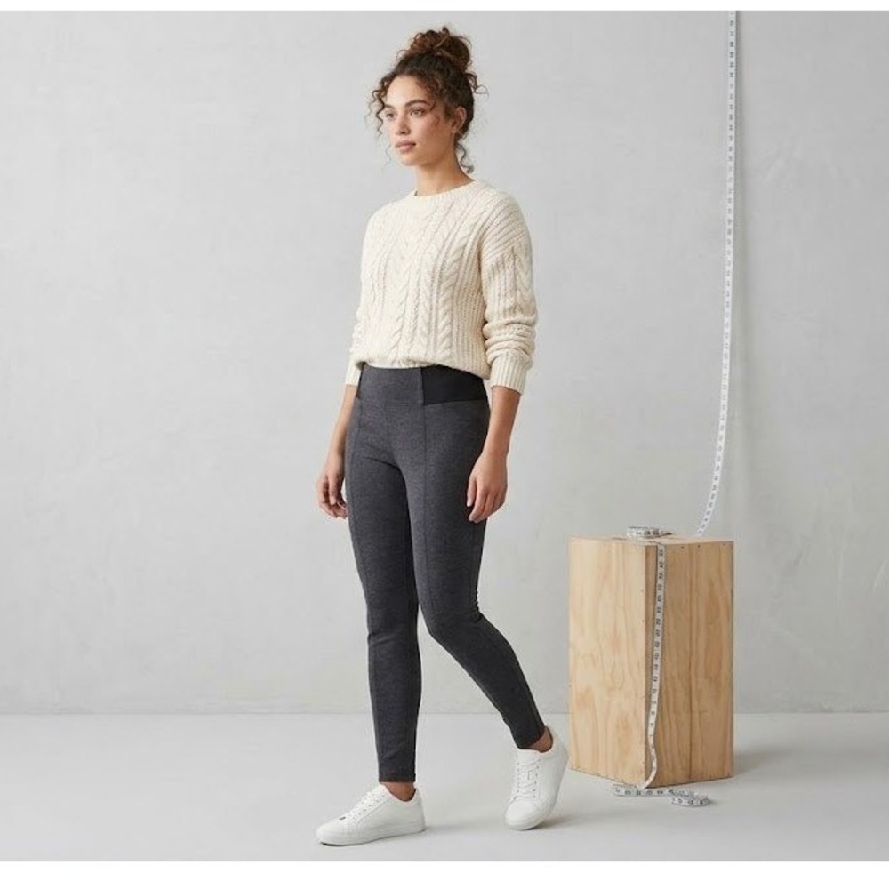 Simply Vera Vera Wang Leggings Women Small Gray High Rise Front Seam Ponte Pants